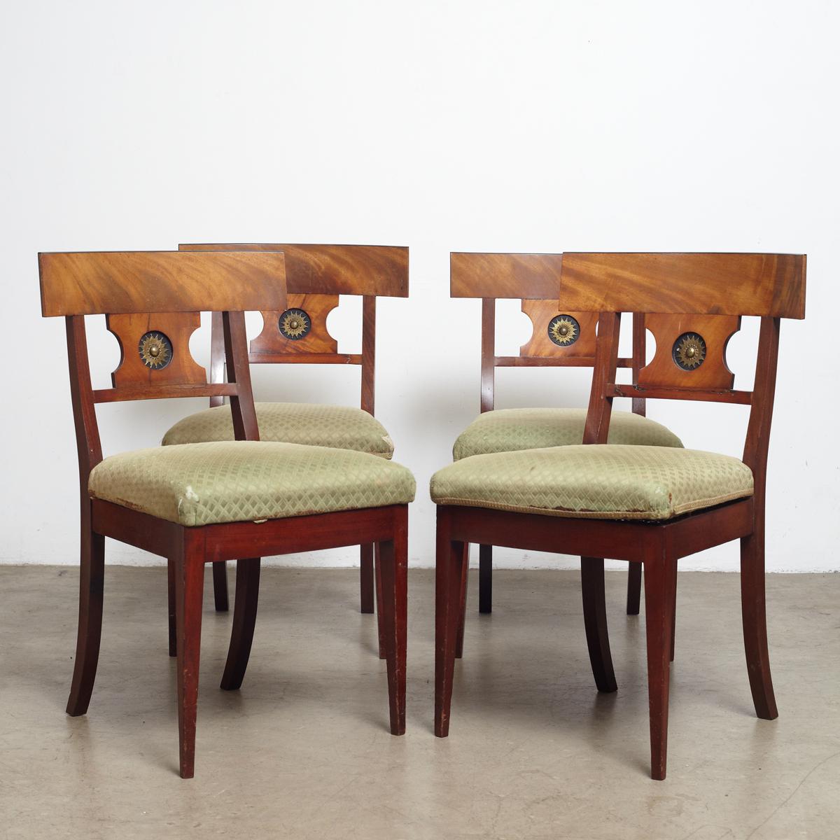 19th Century Danish Empire Mahogany Side Chairs- Set of 3