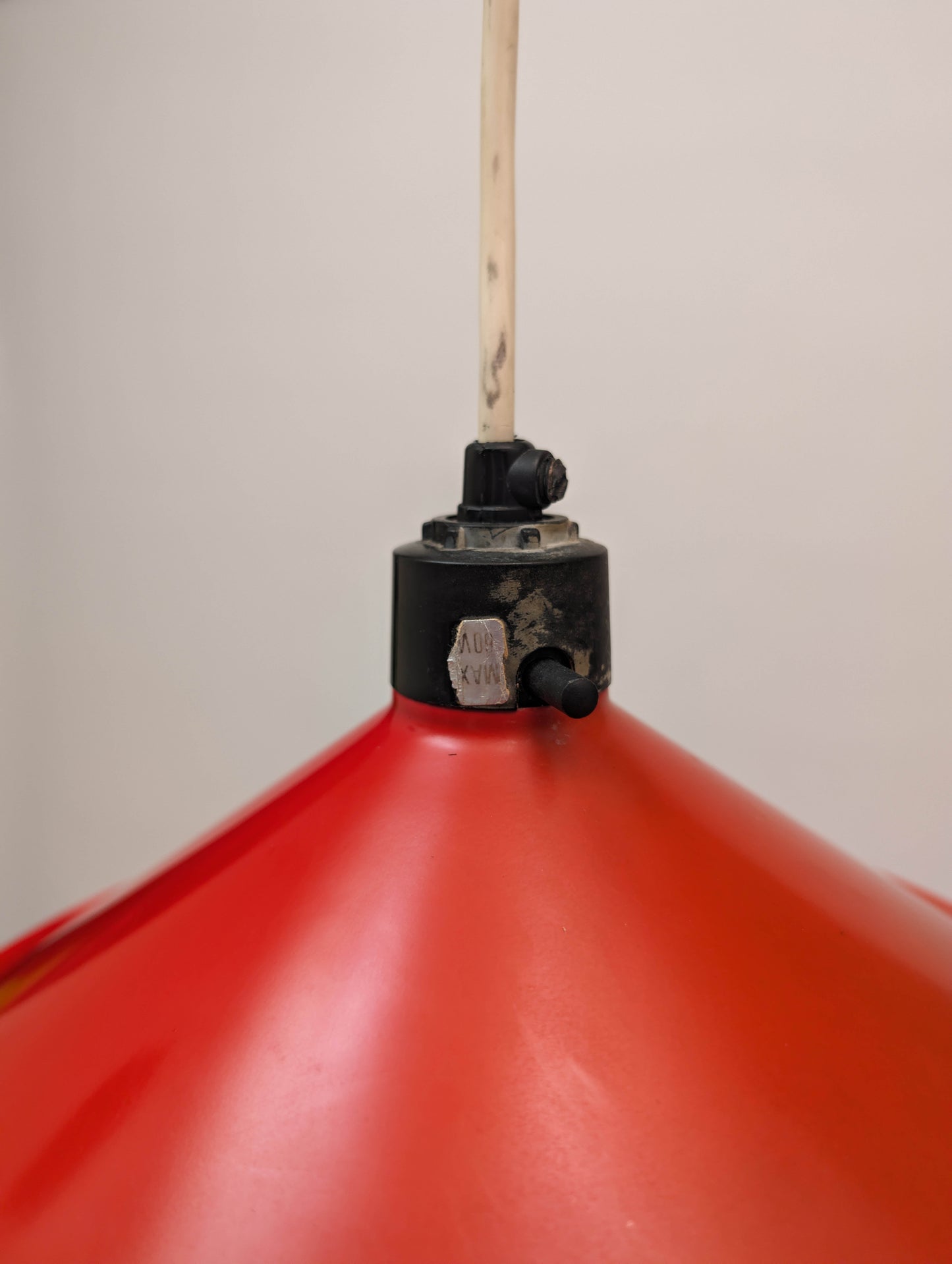 Pair of Red Hanging Mid Century Lamps
