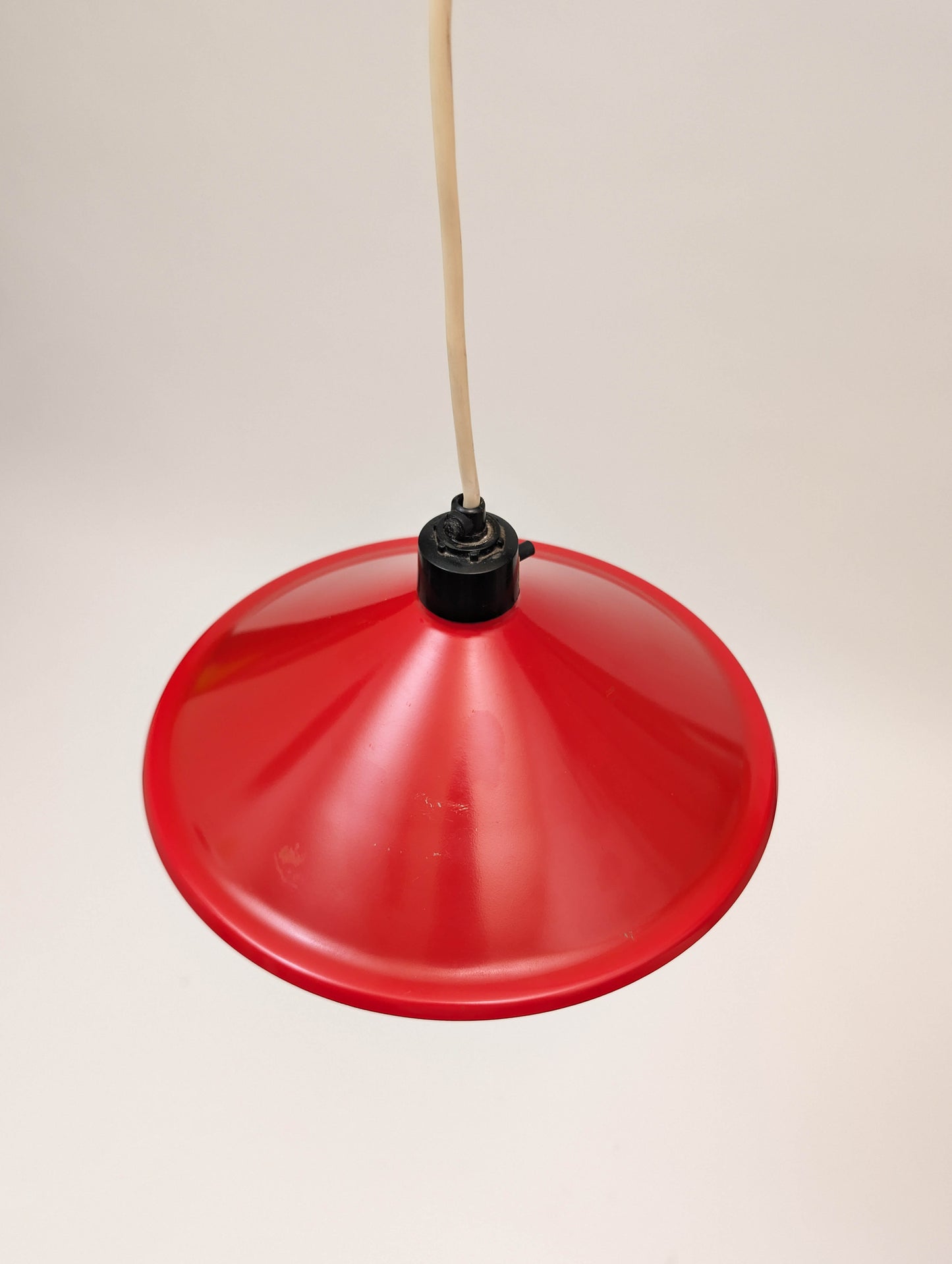 Pair of Red Hanging Mid Century Lamps