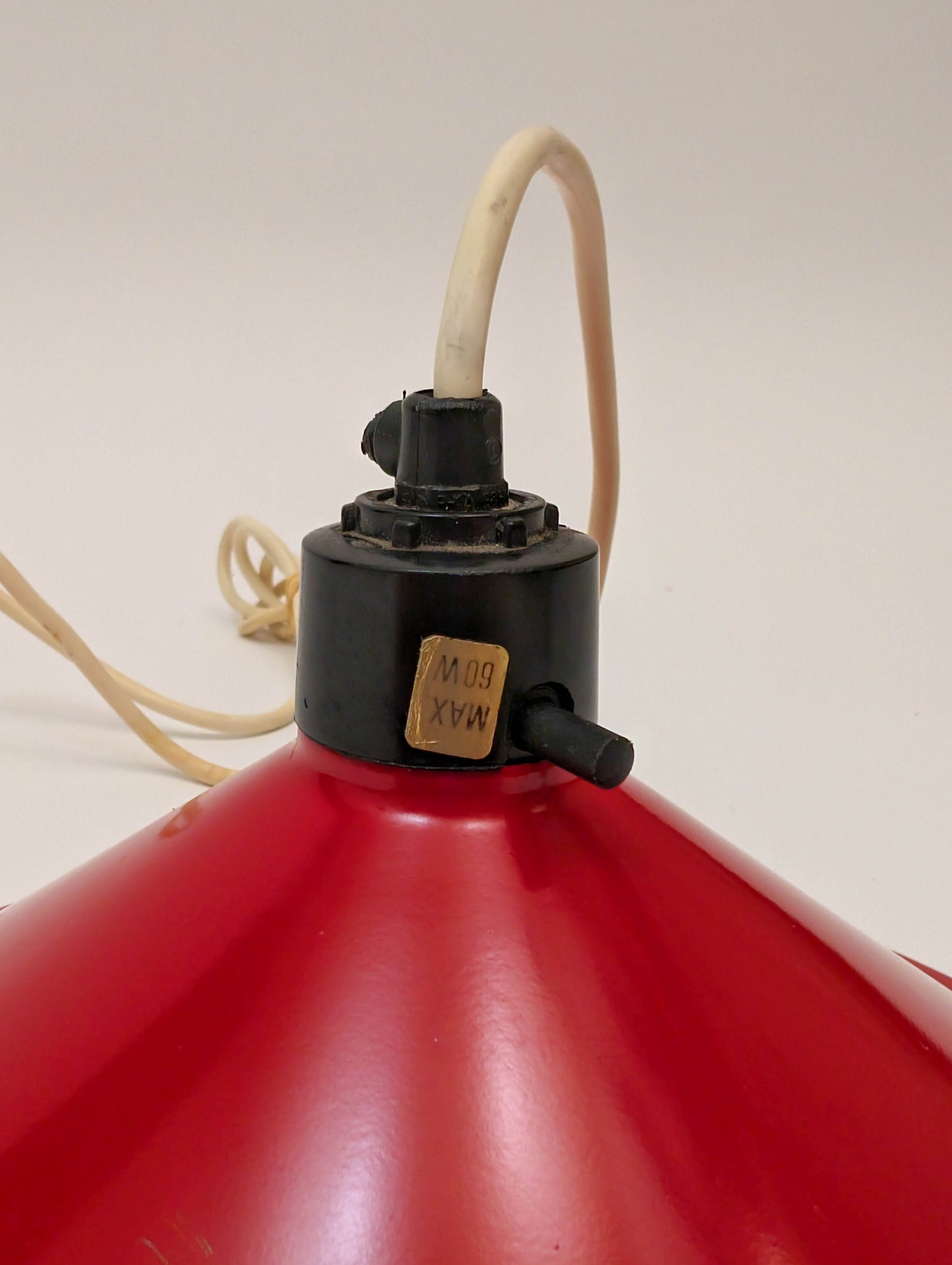 Pair of Red Hanging Mid Century Lamps