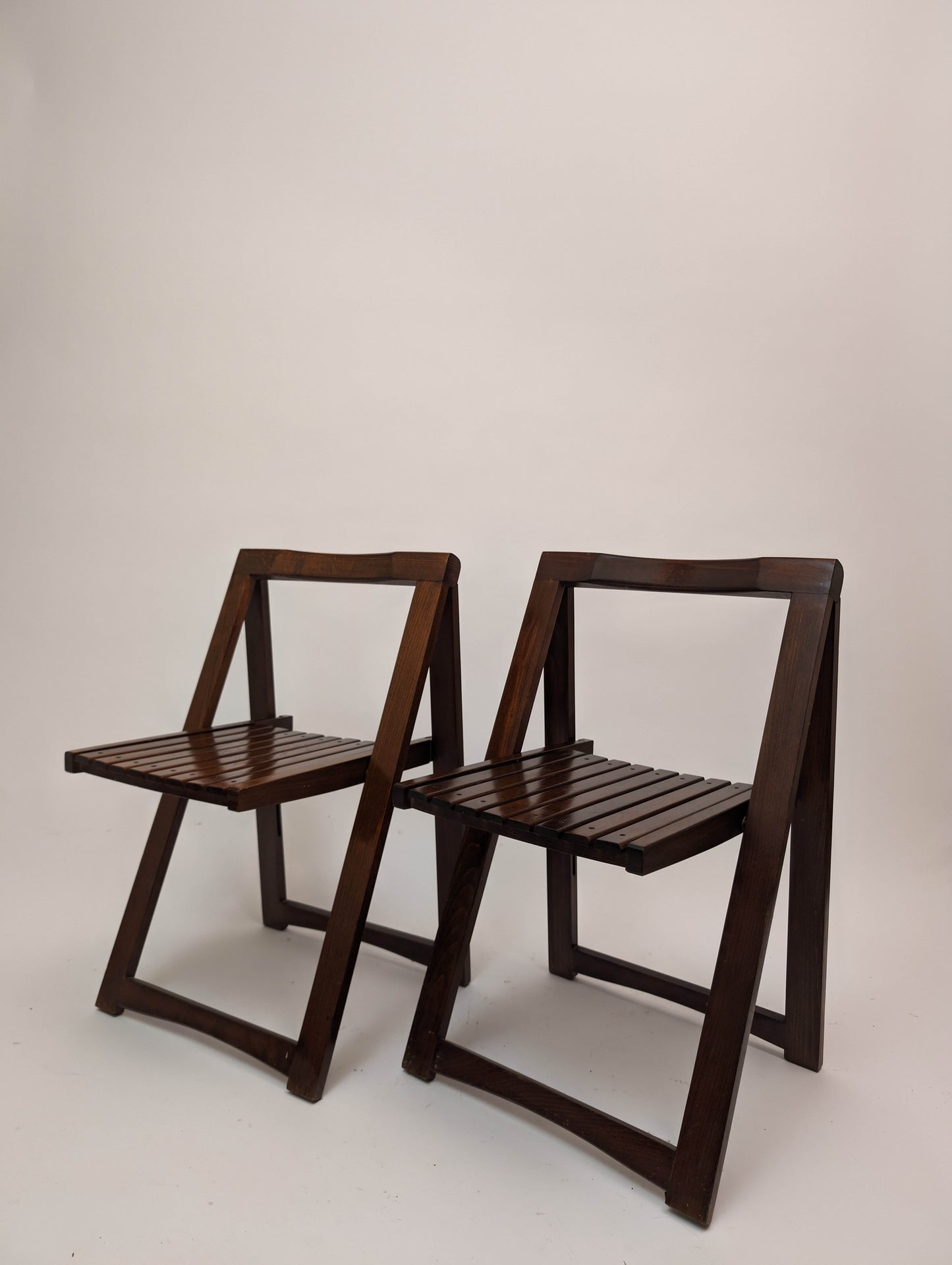 1966 Aldo Jacober Folding Chairs With Slat Seats- Set of 2