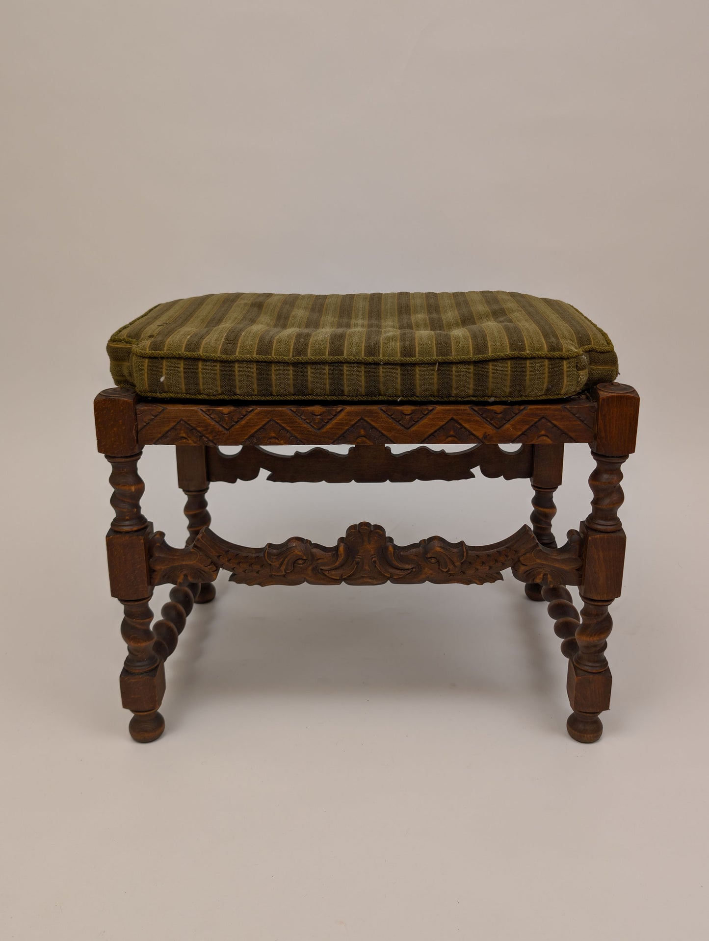 Antique Carved Walnut Stool