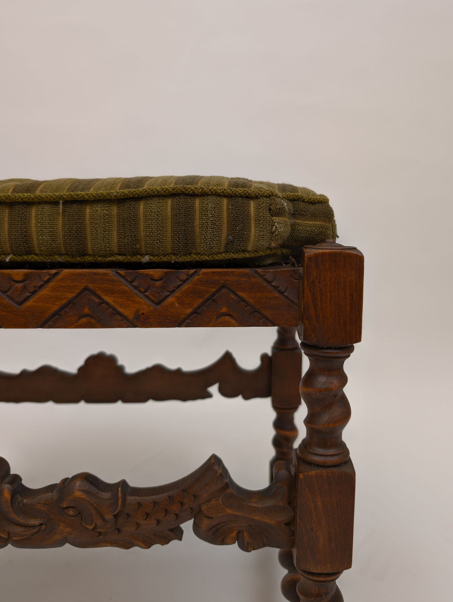 Antique Carved Walnut Stool