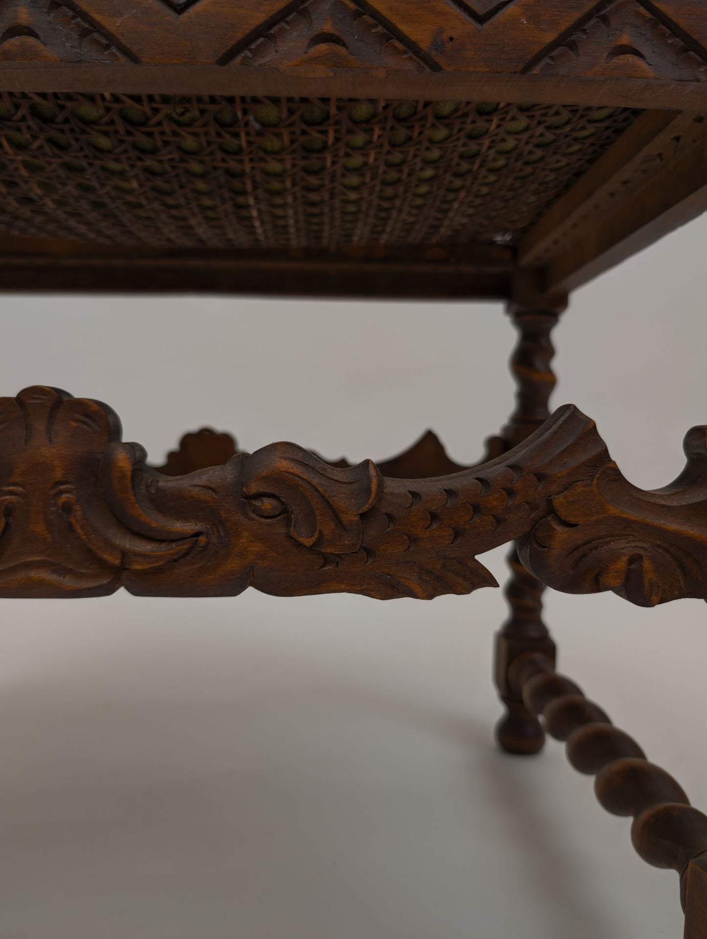 Antique Carved Walnut Stool