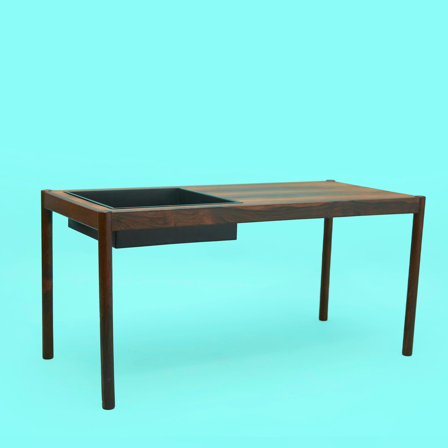 1960s Danish Modern Coffee Table + Planter in Rosewood