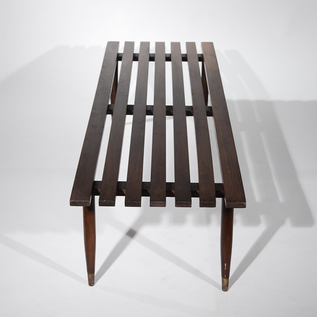Slated Wooden Bench Dark