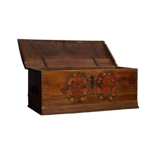 Original Painted Dowry Chest Trunk Dated 1700s