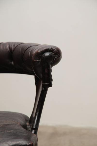 1920s English Oak and Leather Library Chair