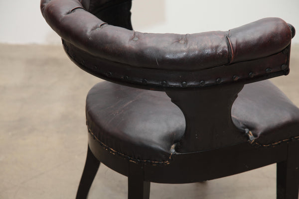 1920s English Oak and Leather Library Chair