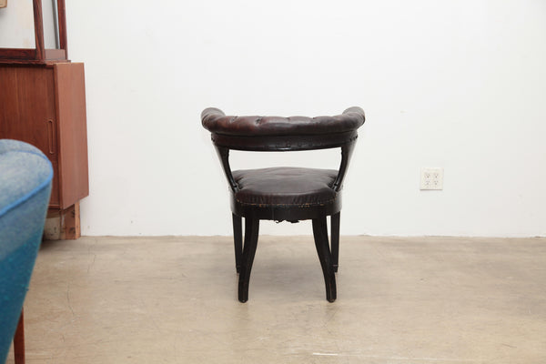 1920s English Oak and Leather Library Chair