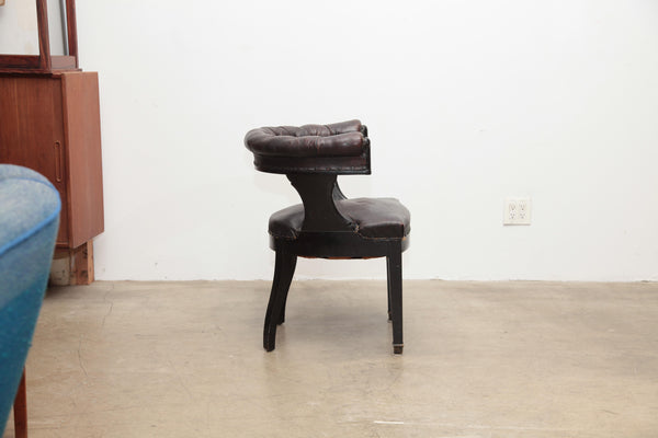 1920s English Oak and Leather Library Chair
