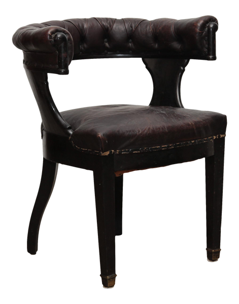1920s English Oak and Leather Library Chair