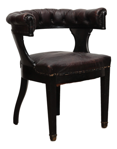 1920s English Oak and Leather Library Chair