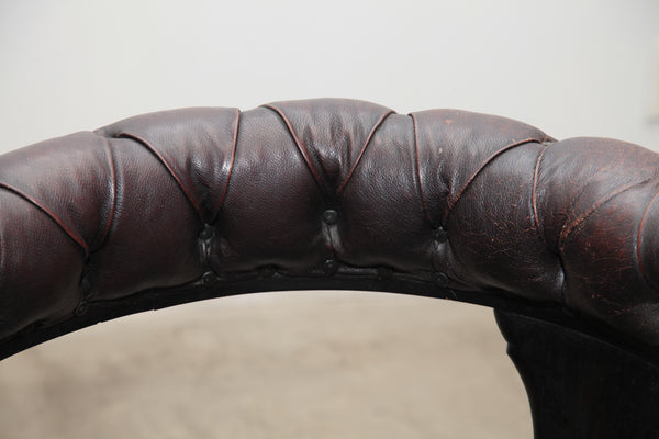 1920s English Oak and Leather Library Chair