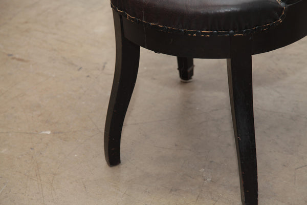 1920s English Oak and Leather Library Chair