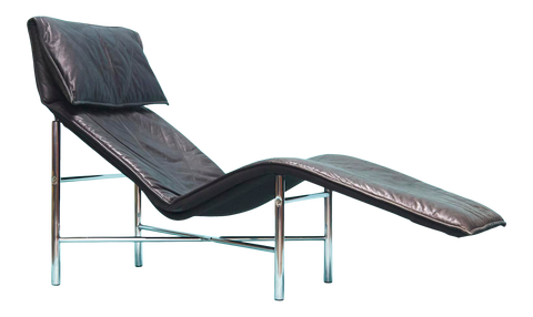 1970s Black Leather ‘Skye’ Chaise Longue by Tord Björklund, Sweden