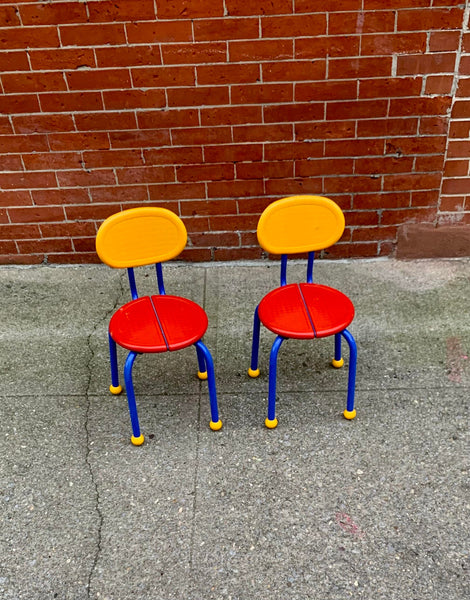 1980s Ikea Memphis Style Puzzle Chairs - Set of 2