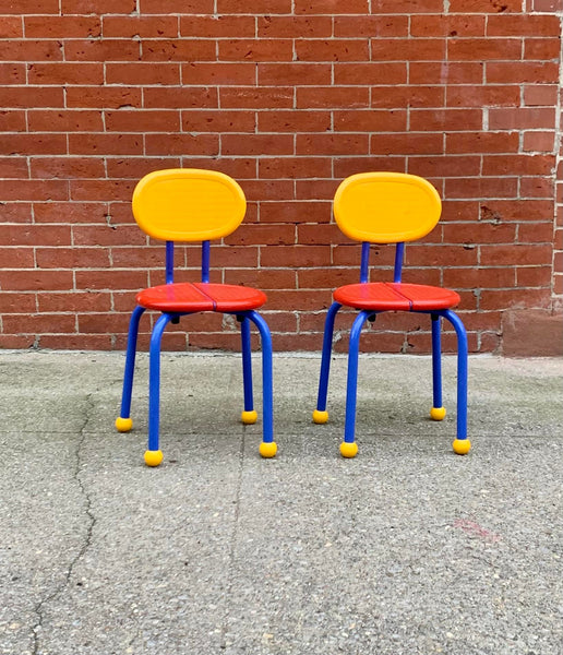 1980s Ikea Memphis Style Puzzle Chairs - Set of 2