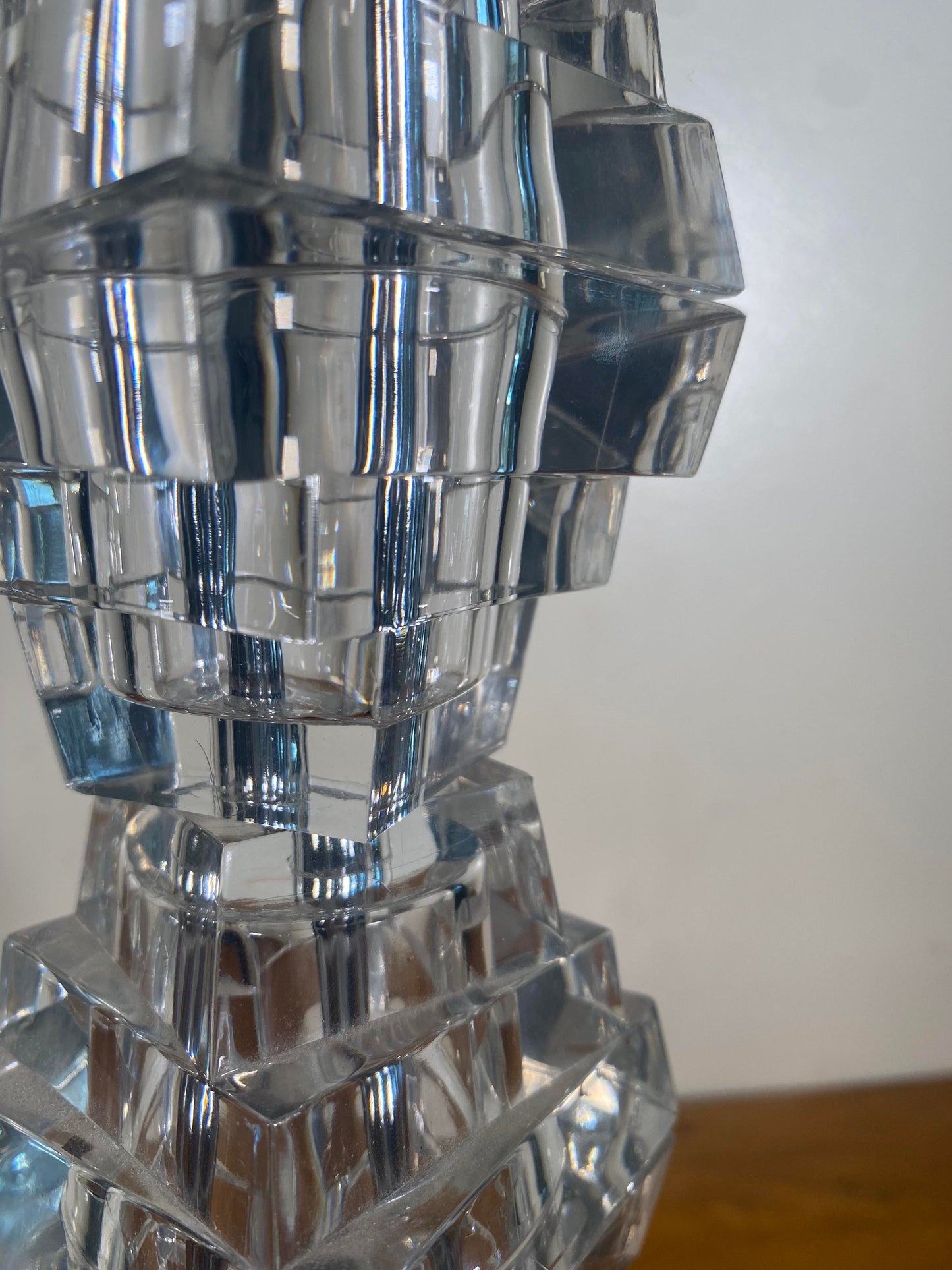 1980s Postmodern Stacked Lucite Table Lamp