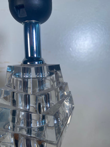 1980s Postmodern Stacked Lucite Table Lamp