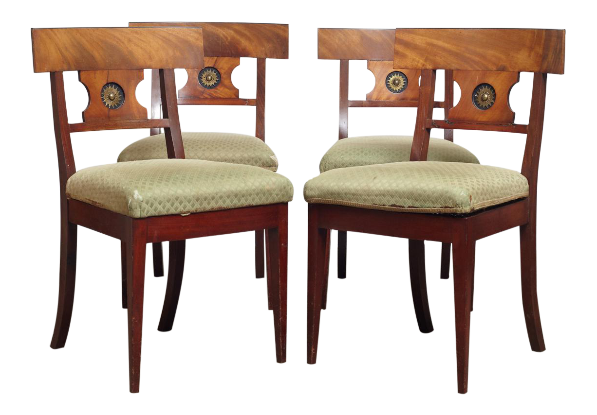 19th Century Danish Empire Mahogany Side Chairs- Set of 3
