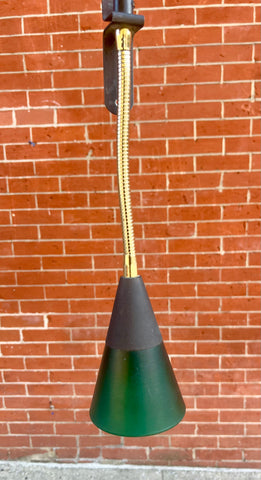 1960s Danish Wall Lamp With Flexible Neck and Green Frosted Glass Shade