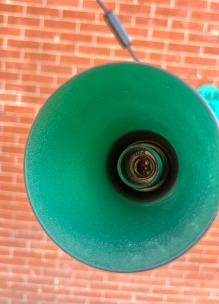 1960s Danish Wall Lamp With Flexible Neck and Green Frosted Glass Shade