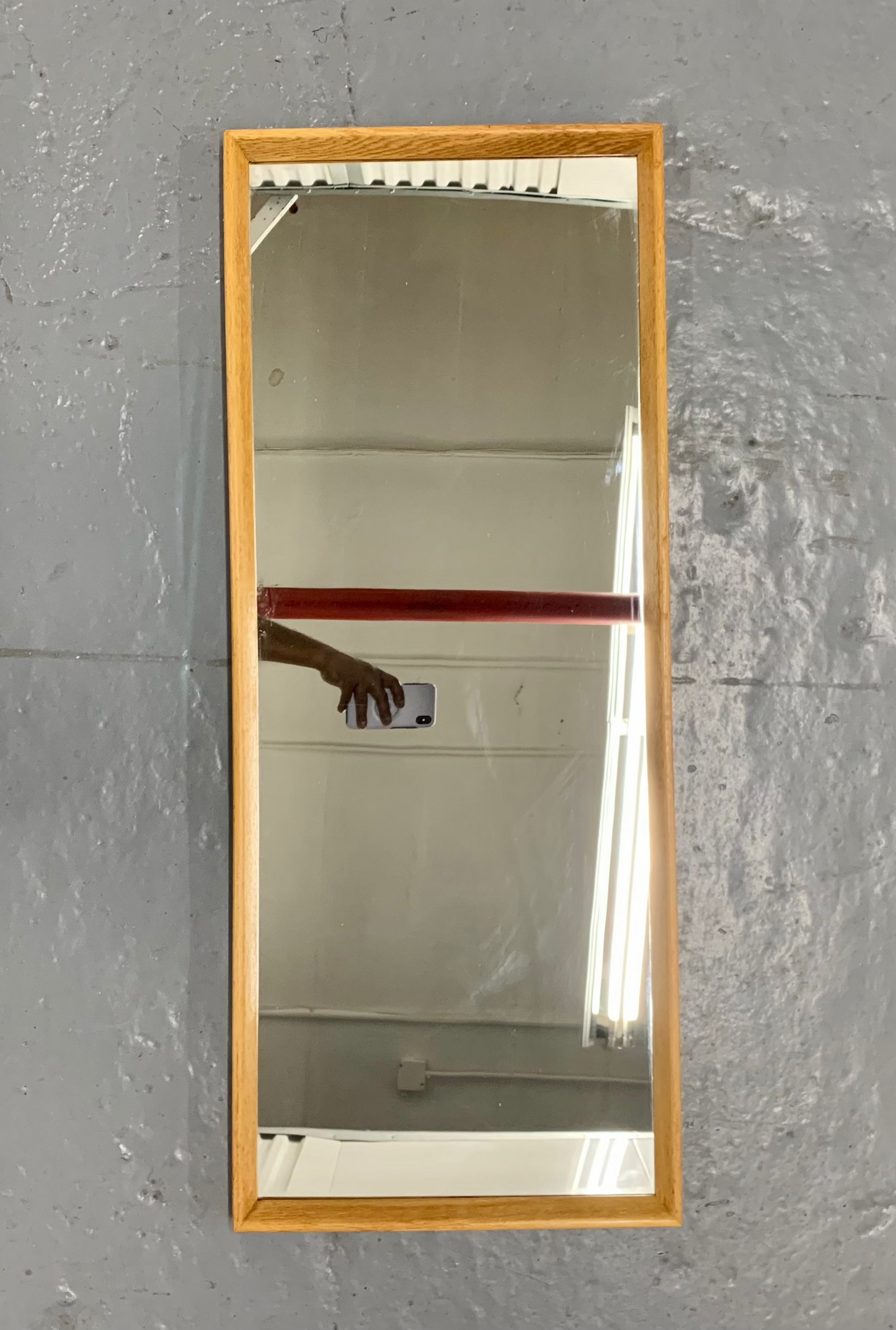 Danish Mid-Century Modern Oak Rectangular Wall Mirror