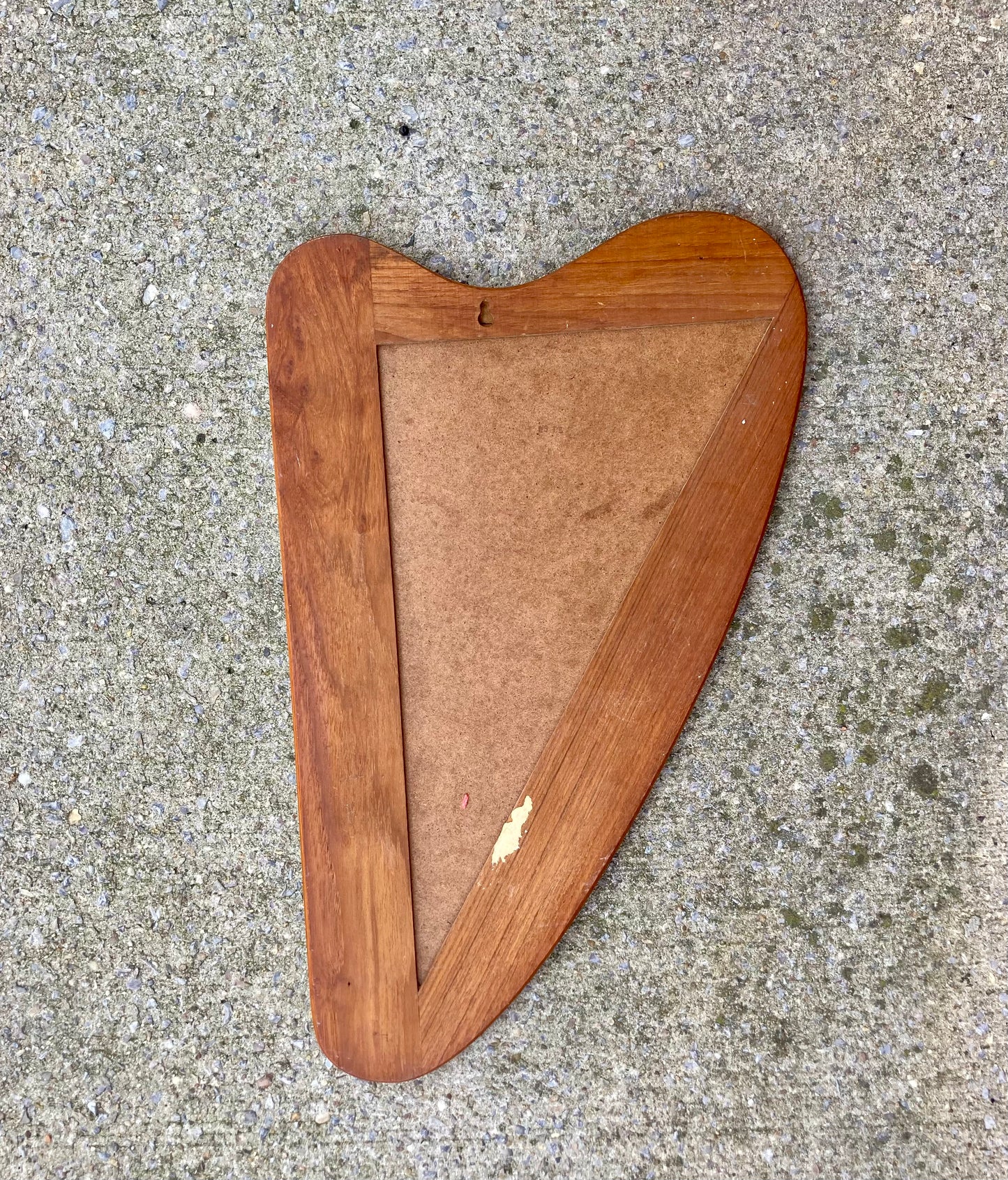 1960s Harp Shaped Mirror in Teak