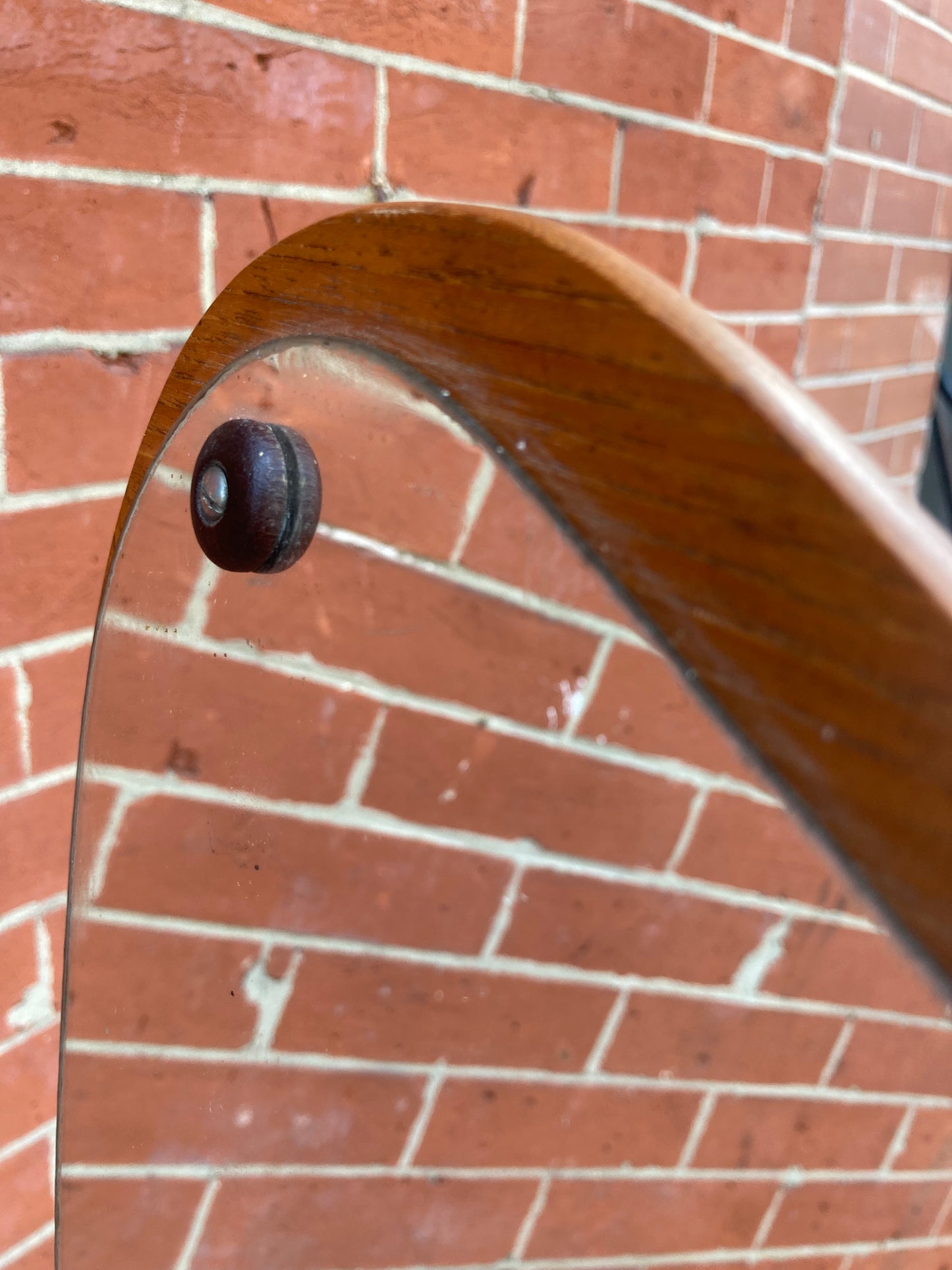 1960s Harp Shaped Mirror in Teak