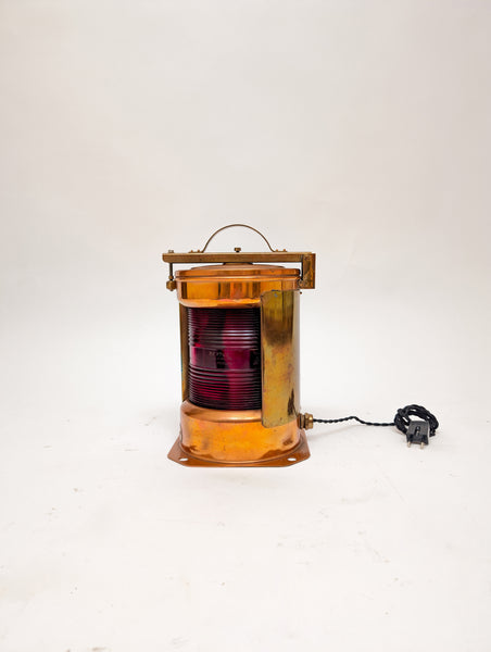 Pair of Port and Starboard Copper Ship's Navigational Lights, Midcentury
