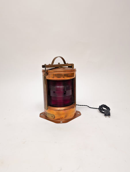 Pair of Port and Starboard Copper Ship's Navigational Lights, Midcentury