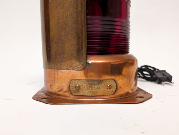 Pair of Port and Starboard Copper Ship's Navigational Lights, Midcentury