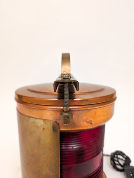 Pair of Port and Starboard Copper Ship's Navigational Lights, Midcentury