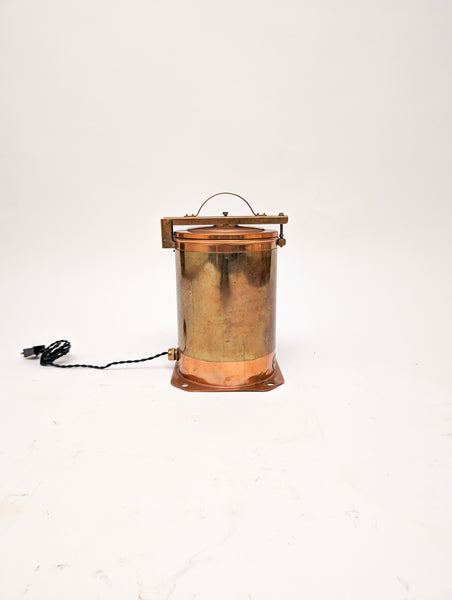 Pair of Port and Starboard Copper Ship's Navigational Lights, Midcentury