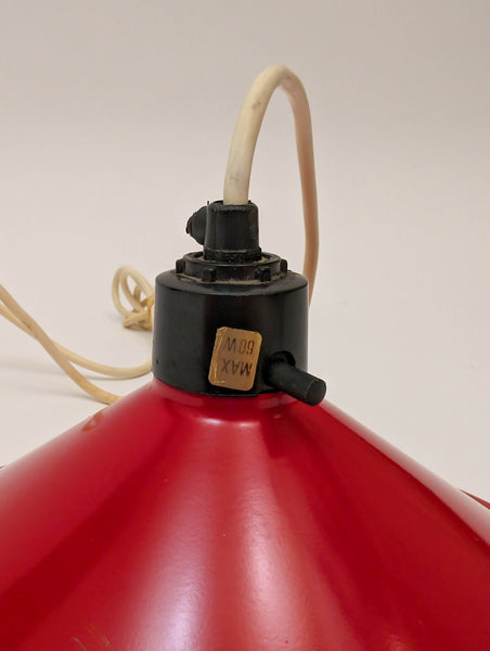 Pair of Red Hanging Mid Century Lamps