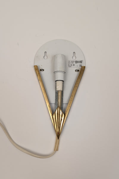 Swedish Art Deco Style Triangle Glass & Brass Wall Sconces, Set of 2