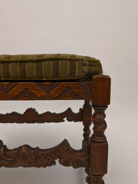 Antique Carved Walnut Stool
