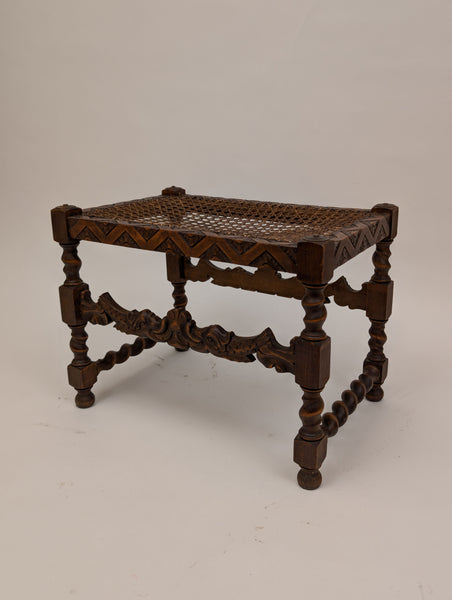 Antique Carved Walnut Stool