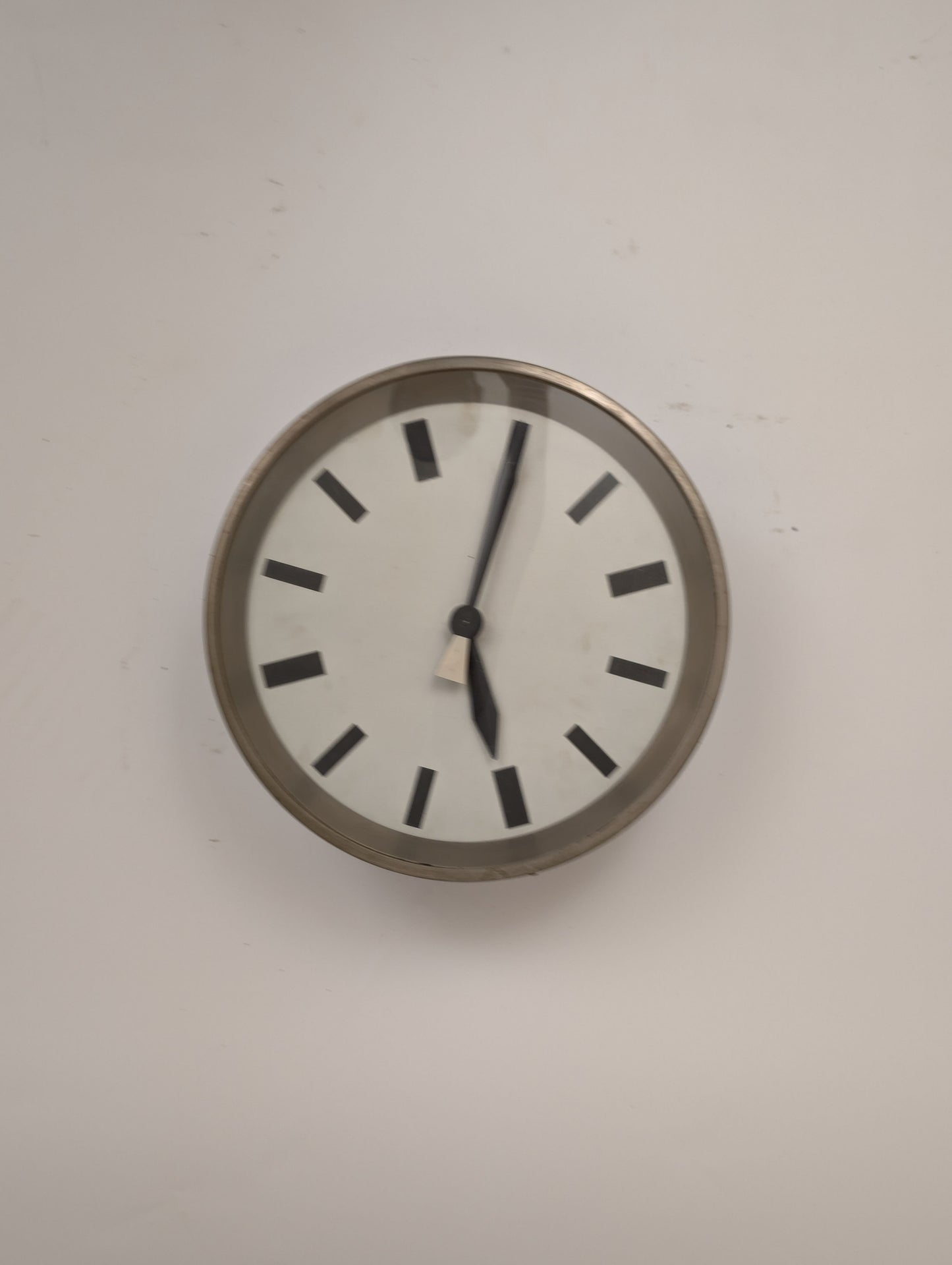 Large Black Industrial Factory Wall Clock, 1950s