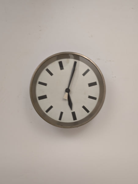 Large Black Industrial Factory Wall Clock, 1950s
