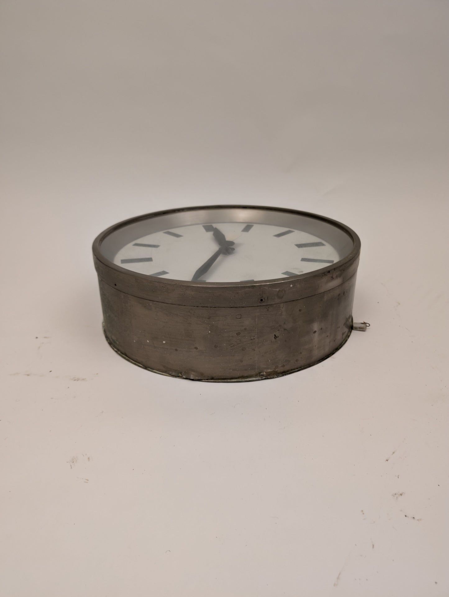 Large Black Industrial Factory Wall Clock, 1950s