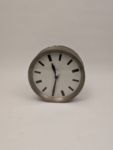 Large Black Industrial Factory Wall Clock, 1950s