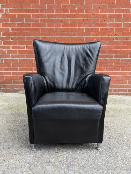 Dutch Black Leather Armchair