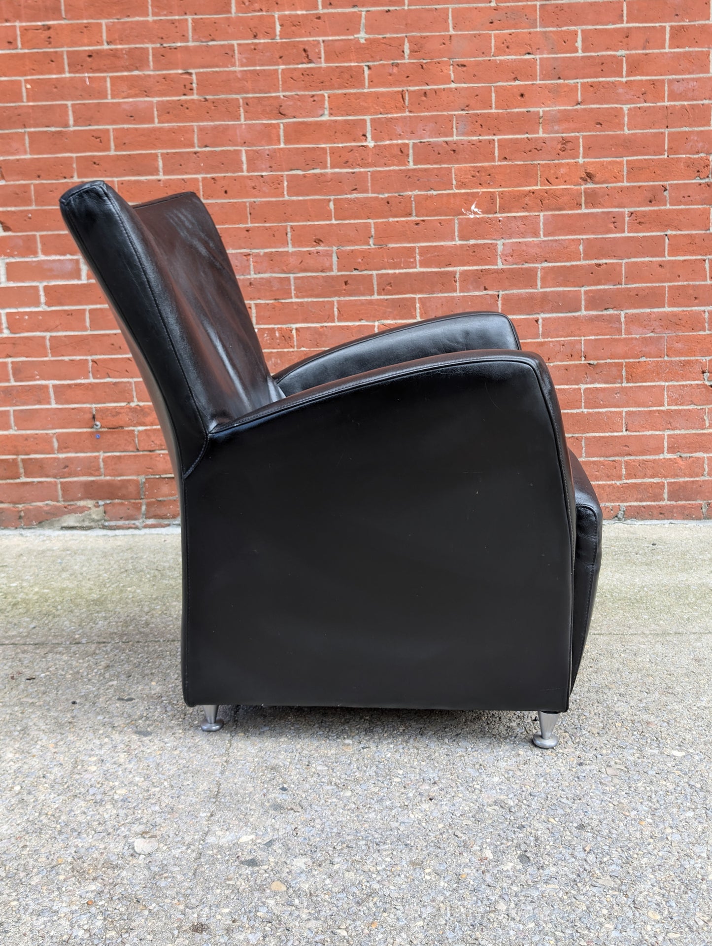 Dutch Black Leather Armchair