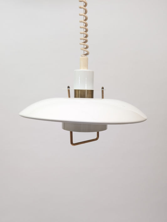 White Vintage Danish "Rise and Fall" Pendant Lamp by Alux