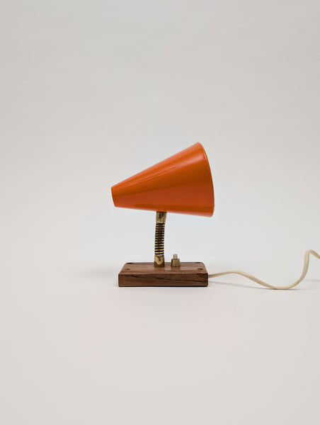 1960's Danish Mid-Century Modern Orange Metal Cone Wall Sconce