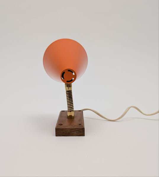 1960's Danish Mid-Century Modern Orange Metal Cone Wall Sconce