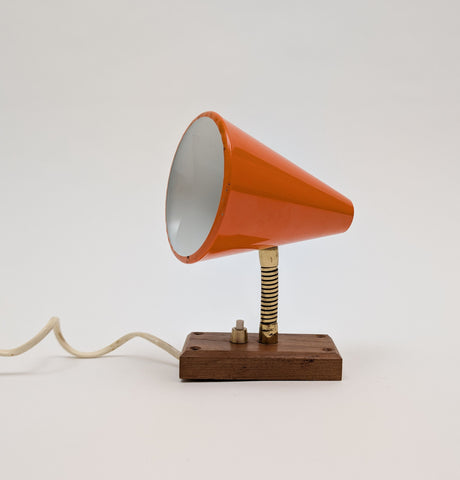 1960's Danish Mid-Century Modern Orange Metal Cone Wall Sconce