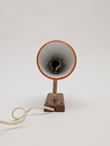 1960's Danish Mid-Century Modern Orange Metal Cone Wall Sconce